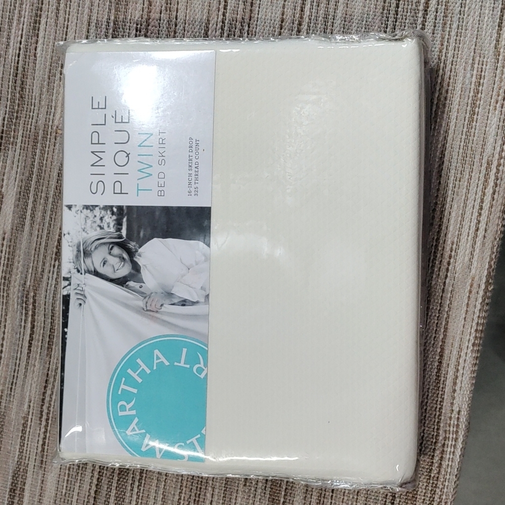 Martha Stewart Twin Cotton Pique Bedskirt - Vanilla